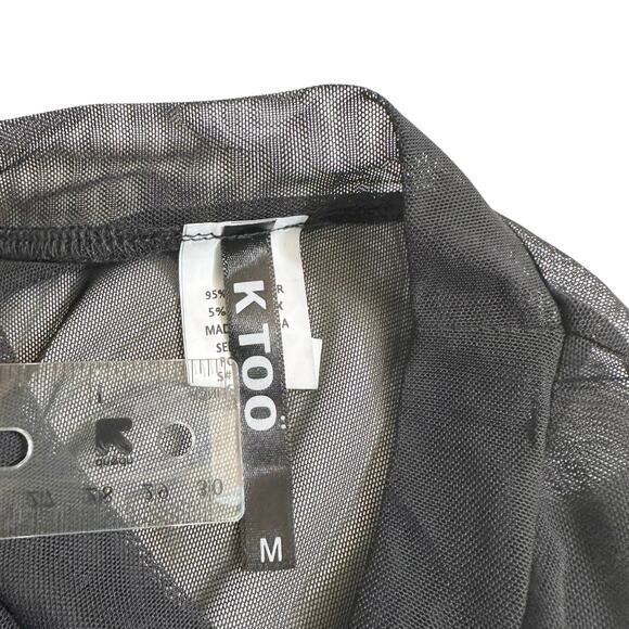 K Too Womens Sheer Long Sleeve Mock Neck Mesh Swim Cover Up Maxi Dress Black M - Picture 11 of 13